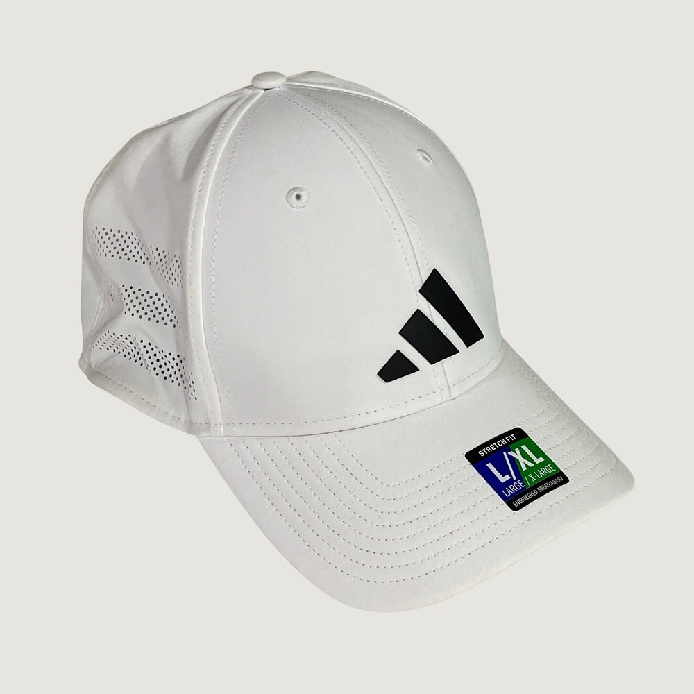 NWT Adidas Men's L/XL White ClimaCool Stretch Fit Baseball Hat Polyester D2523
